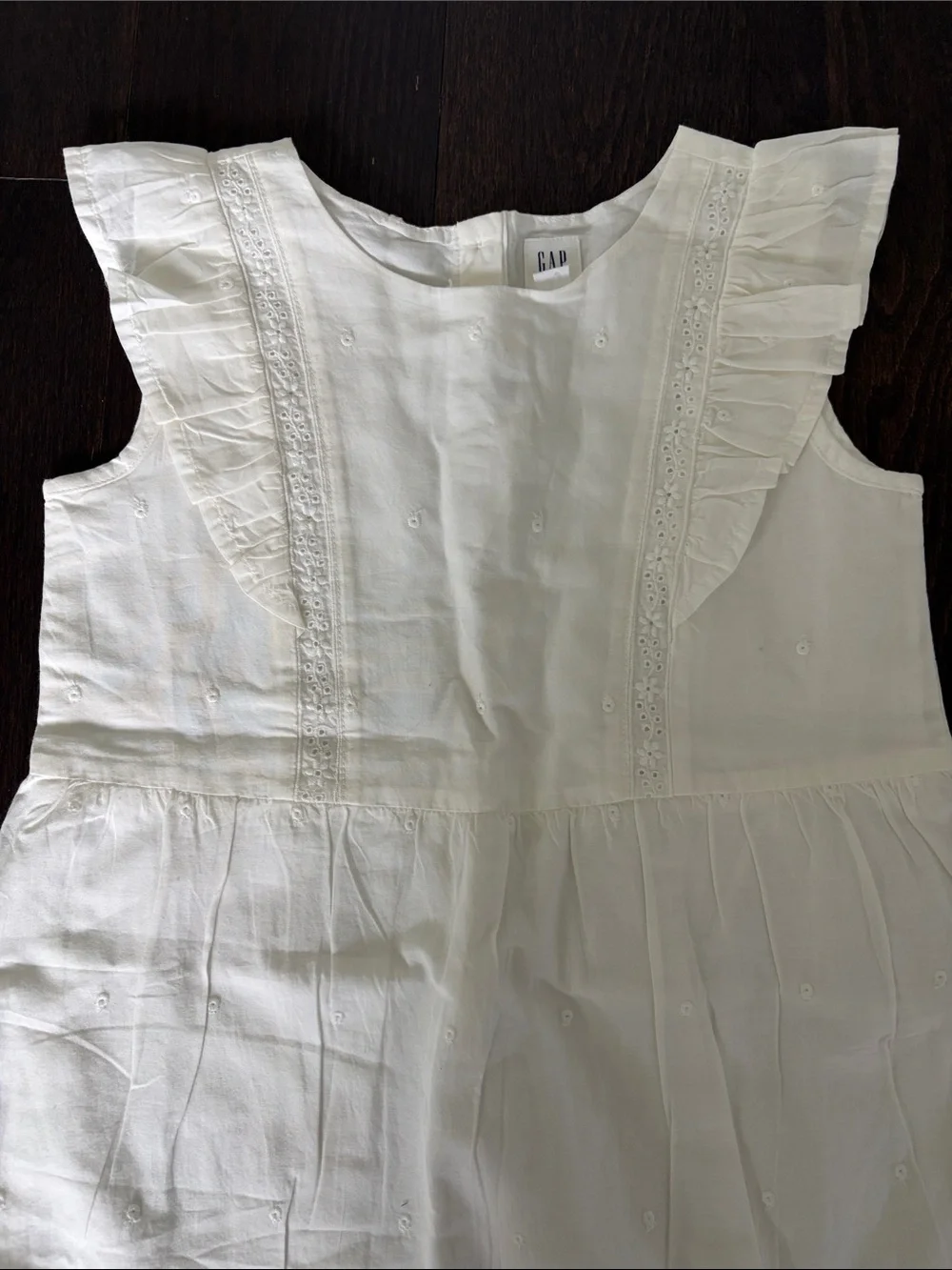 GAP Kids Girls White Eyelet Ruffle Dress NWT Small S 6-7